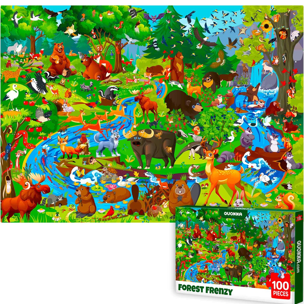 100 Pcs Jigsaw Puzzle for Kids | Forest Animals Learning Game